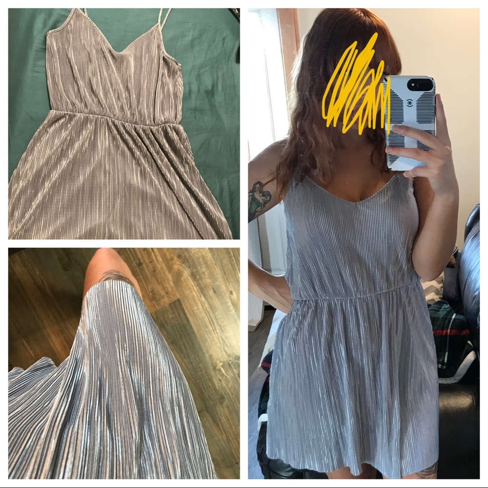 Silver silk flowy dress